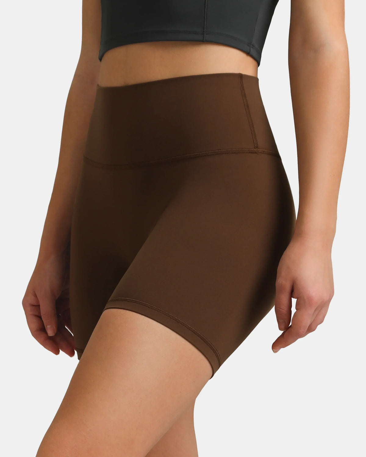 Dreamlux® High Waisted No Front Seam 6" Workout Short — Cocoa