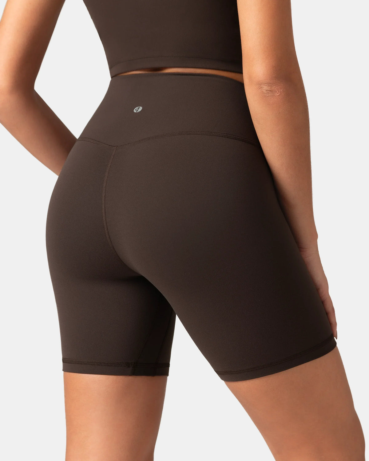 Dreamlux® High Waisted No Front Seam 6" Workout Short — Espresso