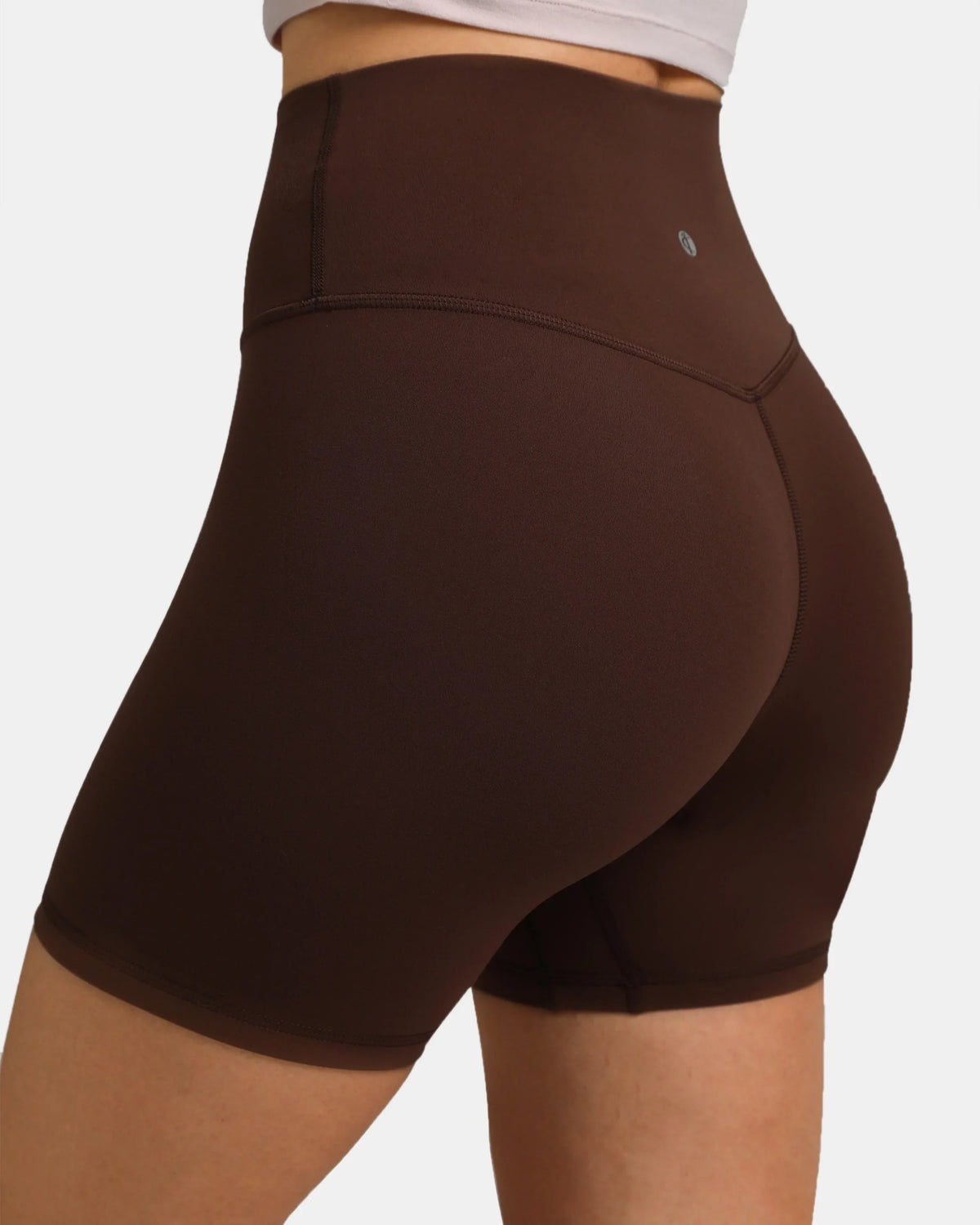 Dreamlux® High Waisted No Front Seam 6" Workout Short — Roasted Chestnut