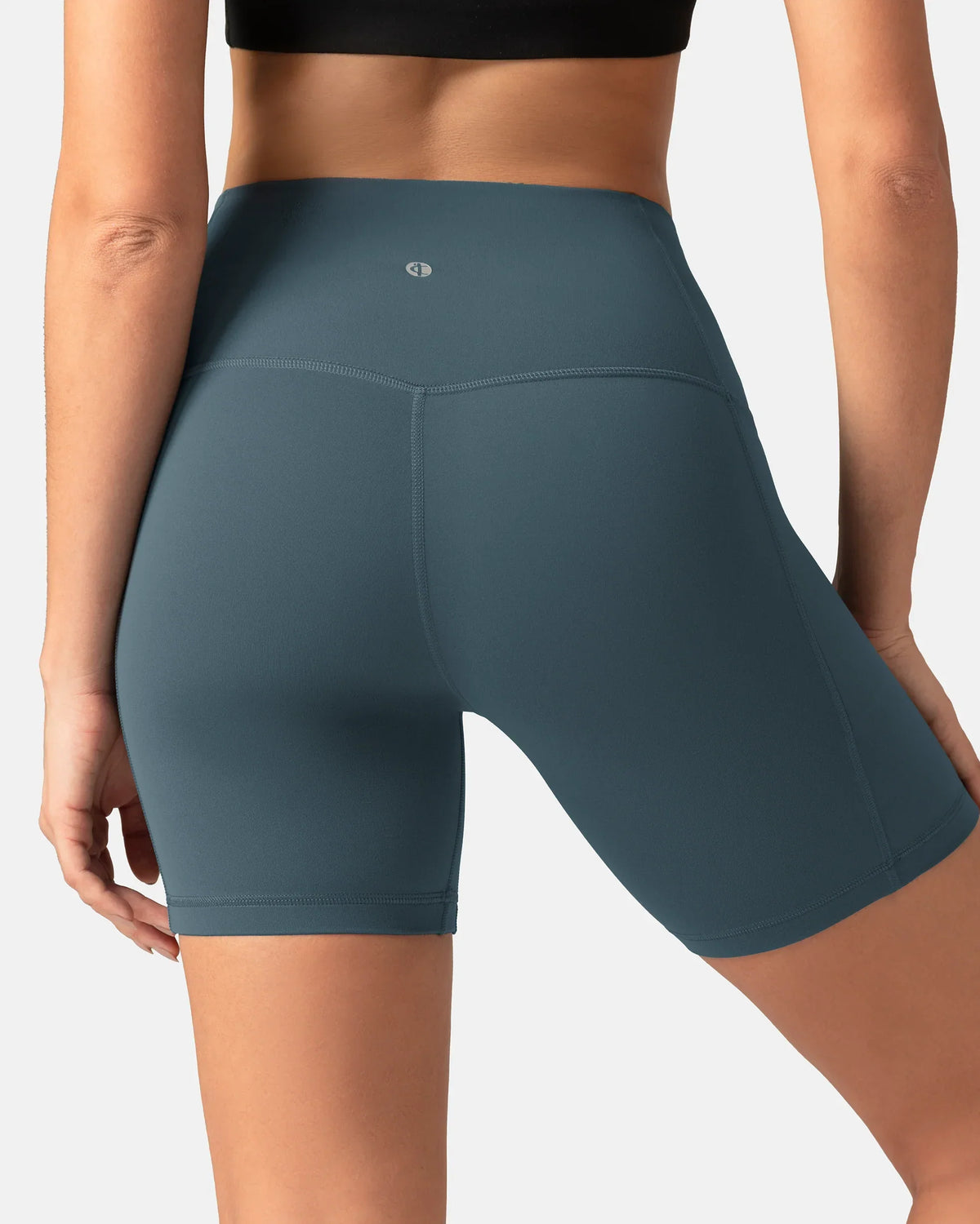 Dreamlux® High Waisted No Front Seam 6" Biker Short w/ Pockets — Dark Jasper