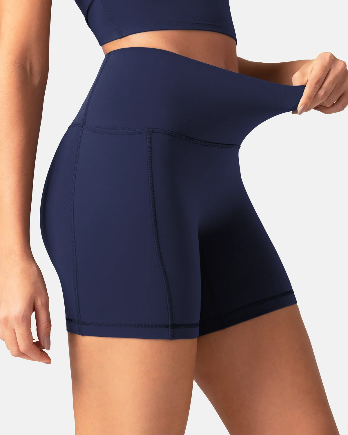 Dreamlux® High Waisted No Front Seam 6" Biker Short w/ Pockets — Eclipse