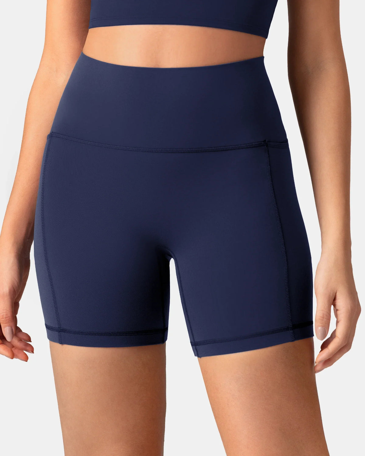 Dreamlux® High Waisted No Front Seam 6" Biker Short w/ Pockets — Eclipse