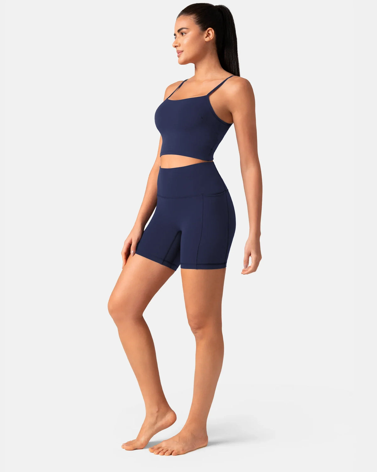 Dreamlux® High Waisted No Front Seam 6" Biker Short w/ Pockets — Eclipse