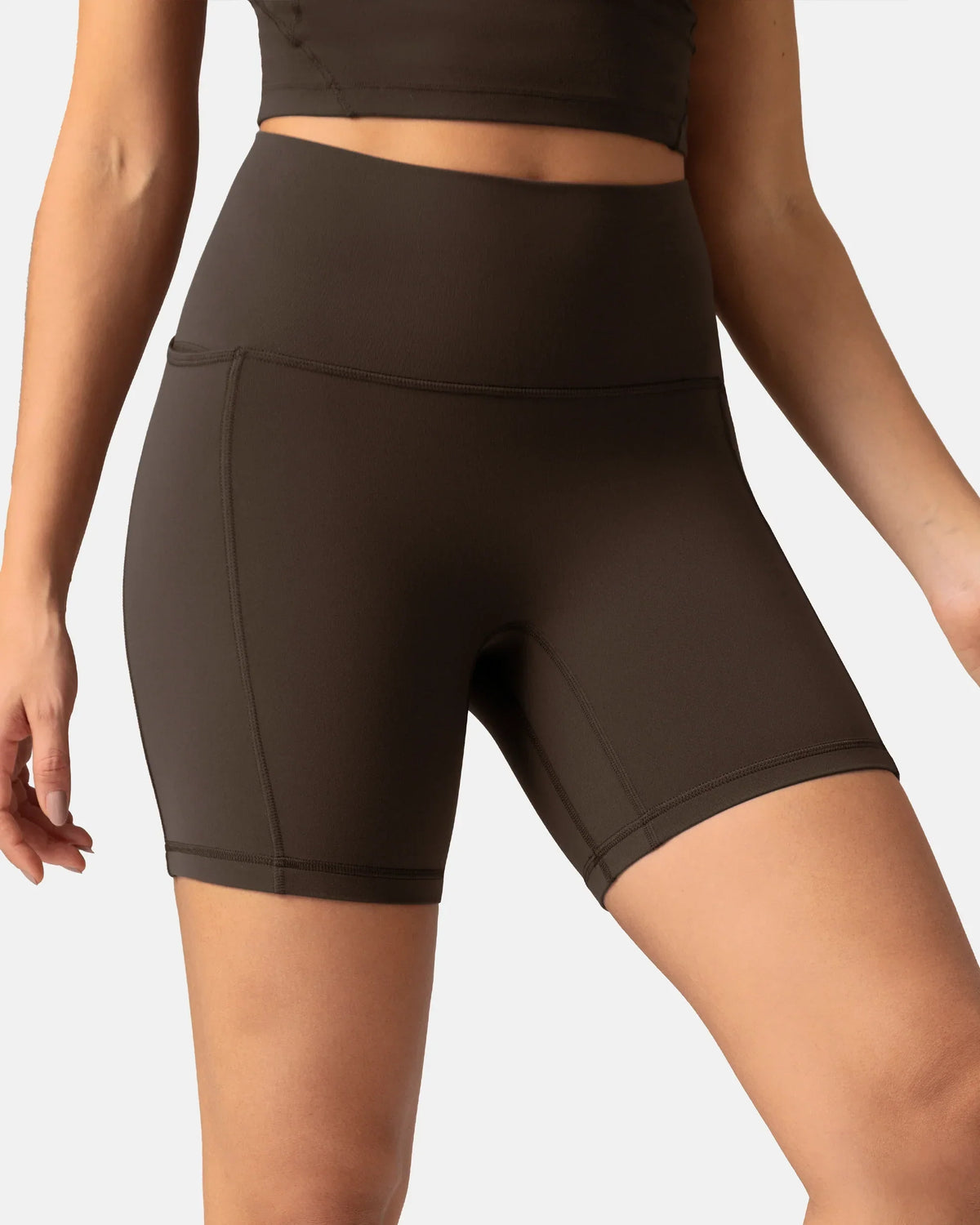 Dreamlux® High Waisted No Front Seam 6" Biker Short w/ Pockets 1
