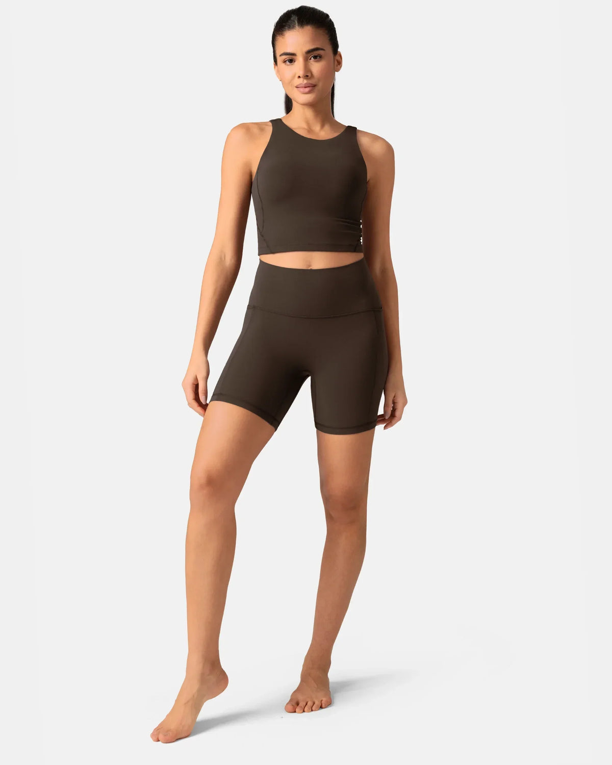 Dreamlux® High Waisted No Front Seam 6" Biker Short w/ Pockets 2