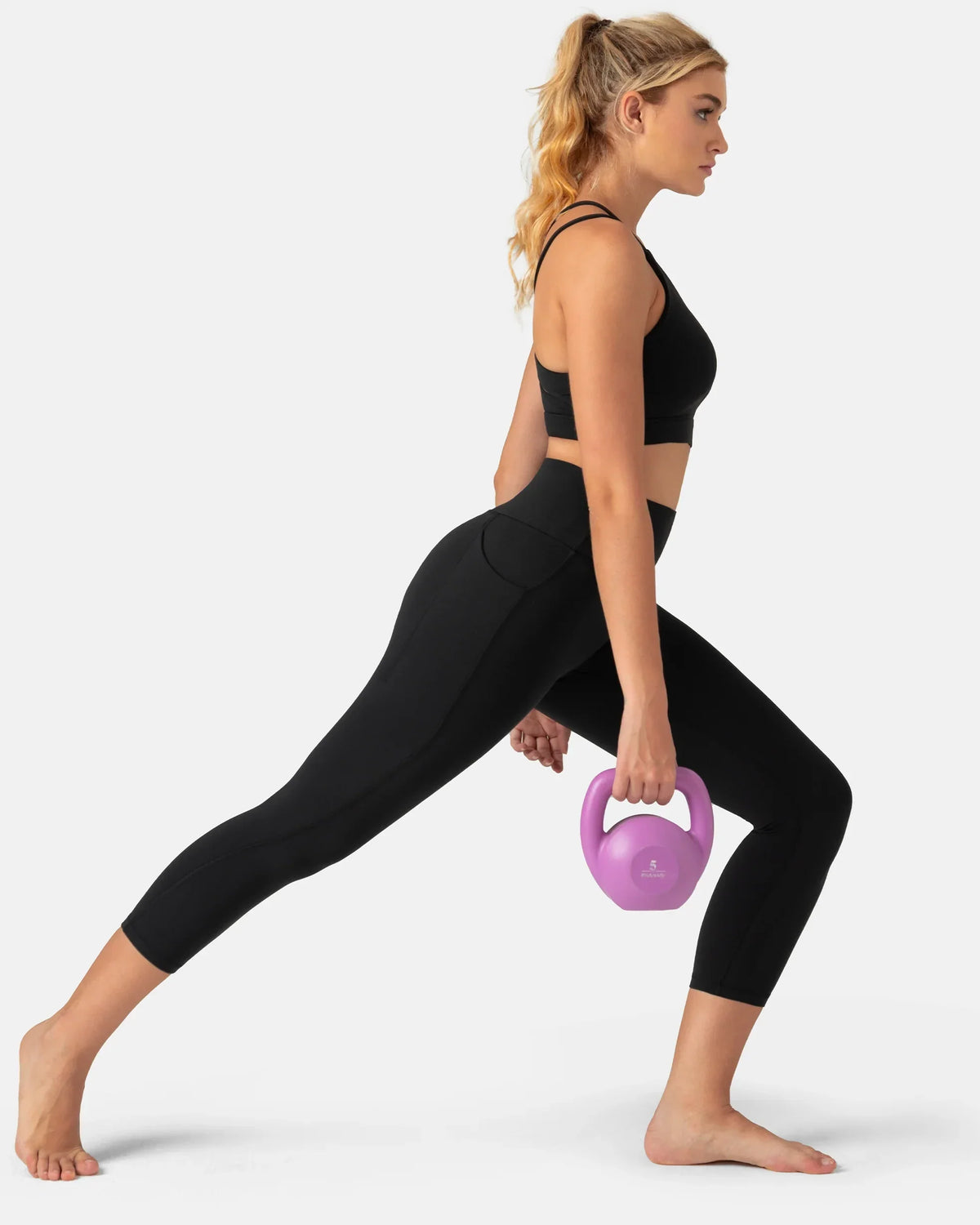 Dreamlux® High Waisted No Front Seam 21" Legging w/ Pockets — Black