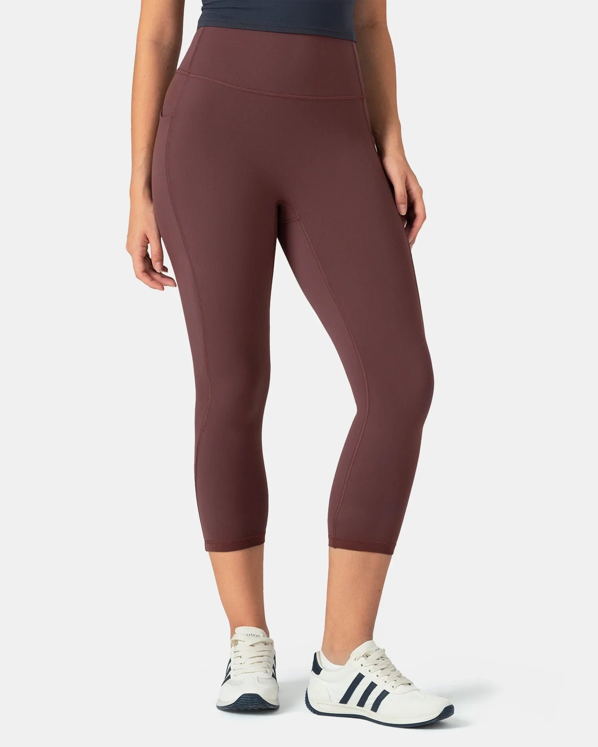 Dreamlux® High Waisted No Front Seam 21" Legging w/ Pockets — Plum Red