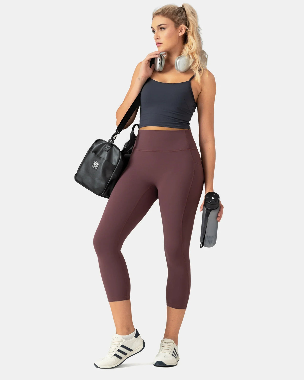 Dreamlux® High Waisted No Front Seam 21" Legging w/ Pockets — Plum Red