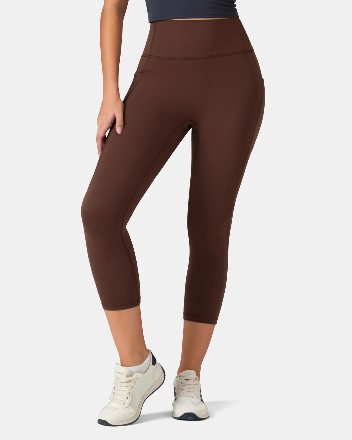 Dreamlux® High Waisted No Front Seam 21" Legging w/ Pockets — Roasted Chestnut