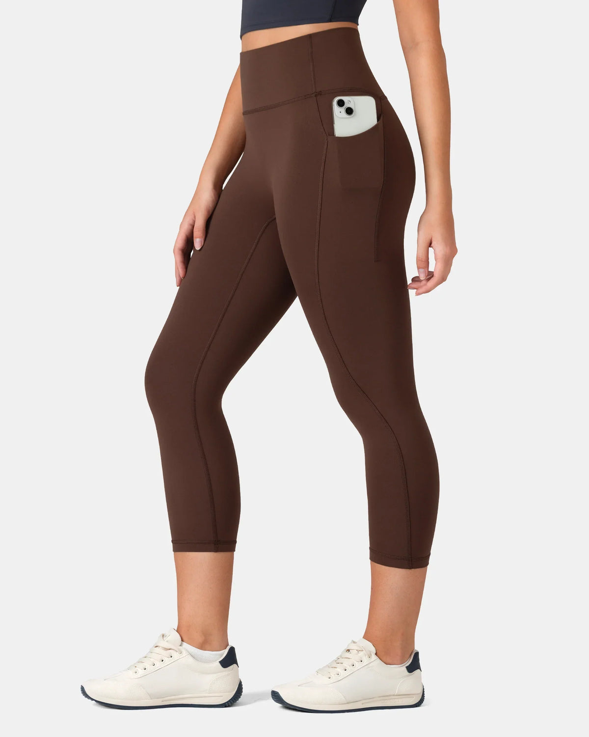 Dreamlux® High Waisted No Front Seam 21" Legging w/ Pockets — Roasted Chestnut