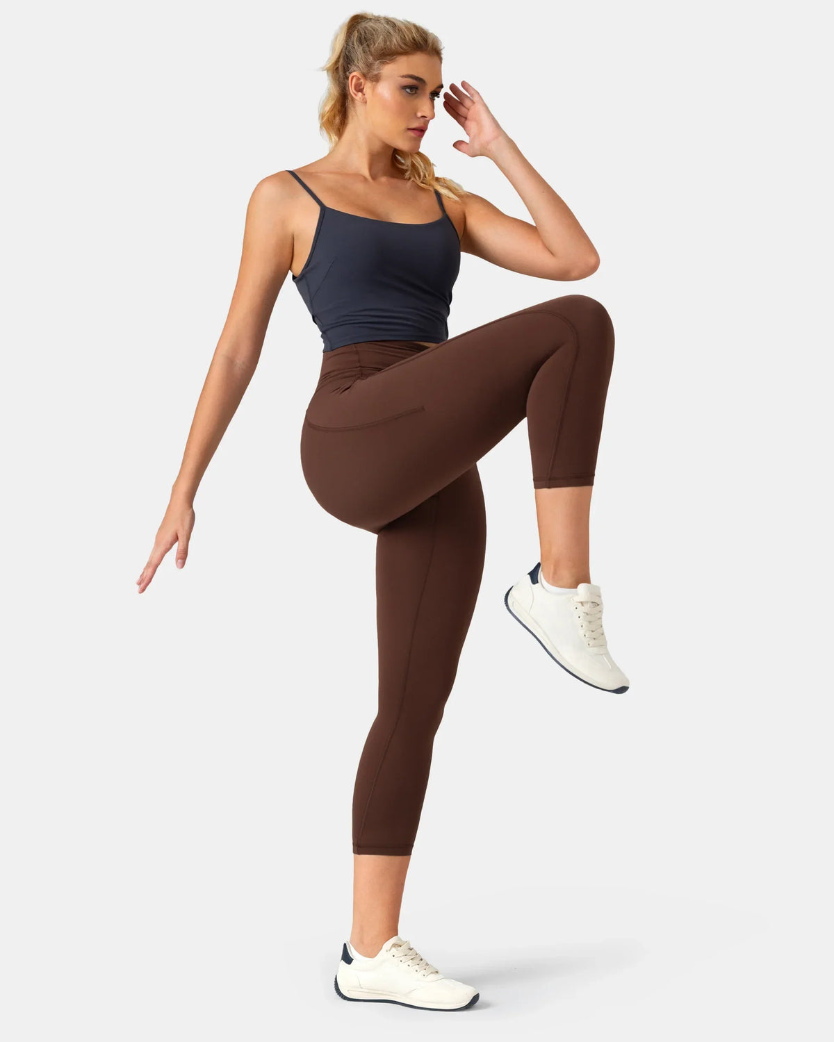 Dreamlux® High Waisted No Front Seam 21" Legging w/ Pockets — Roasted Chestnut