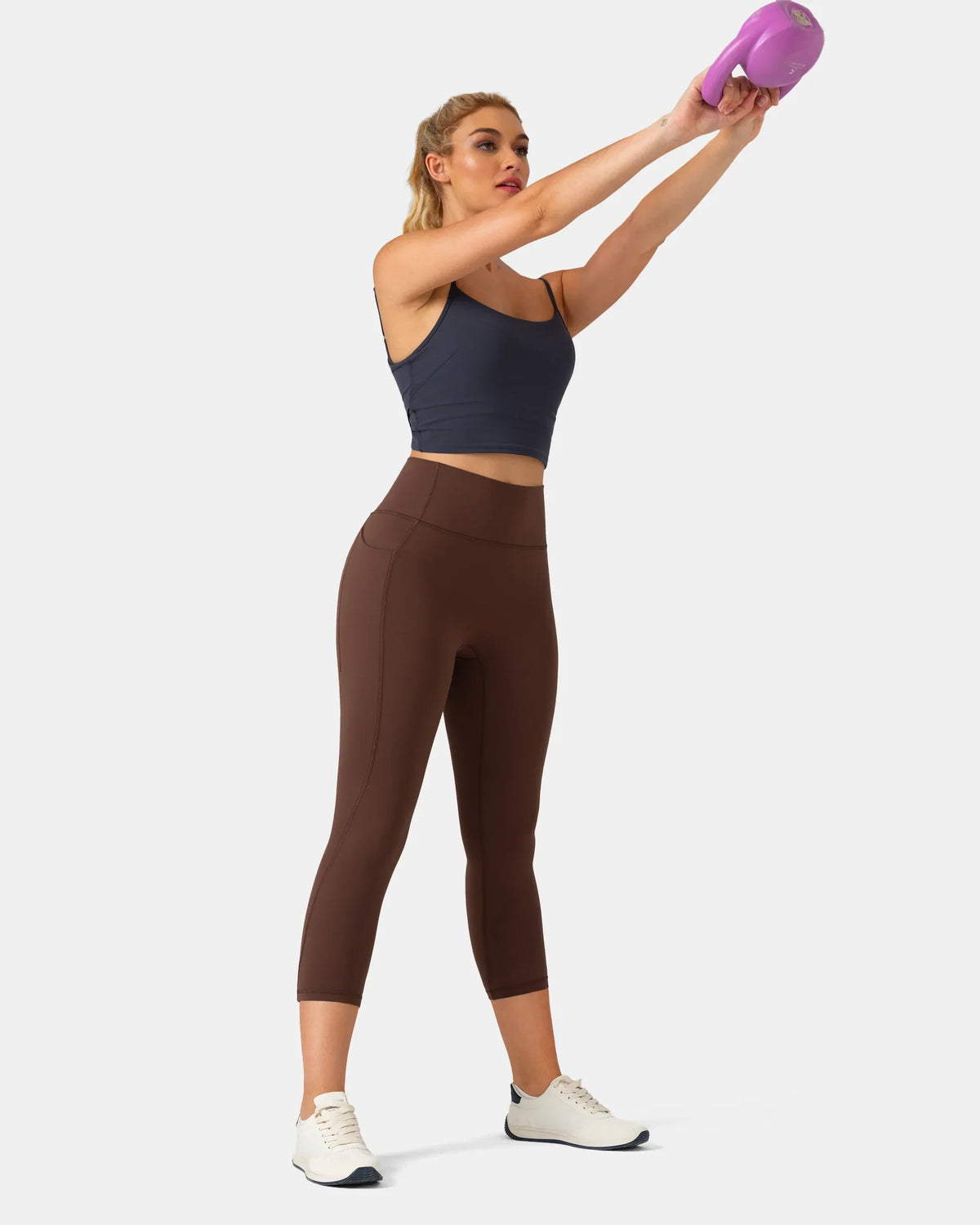 Dreamlux® High Waisted No Front Seam 21" Legging w/ Pockets — Roasted Chestnut