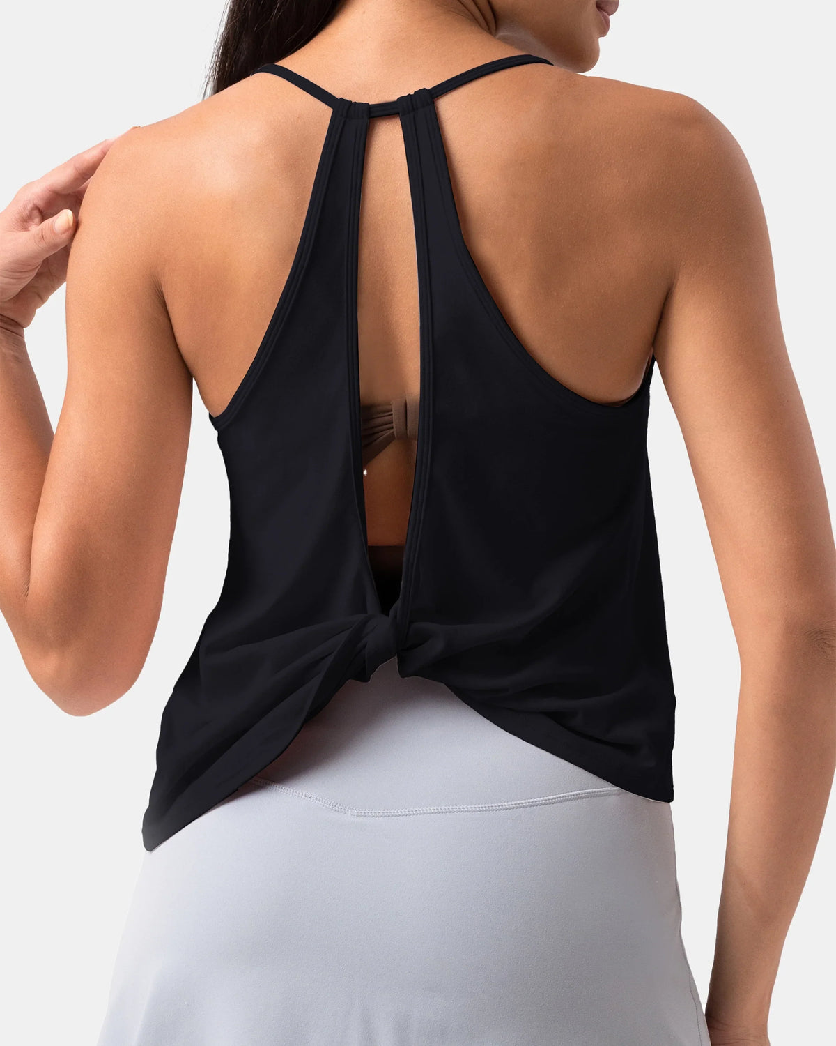 Sorona Open Back Sleeveless Workout & Yoga Tank Top — Black