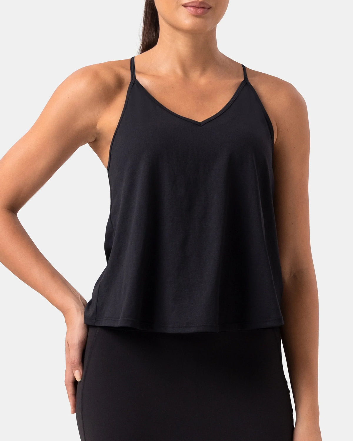 Sorona Open Back Sleeveless Workout & Yoga Tank Top — Black