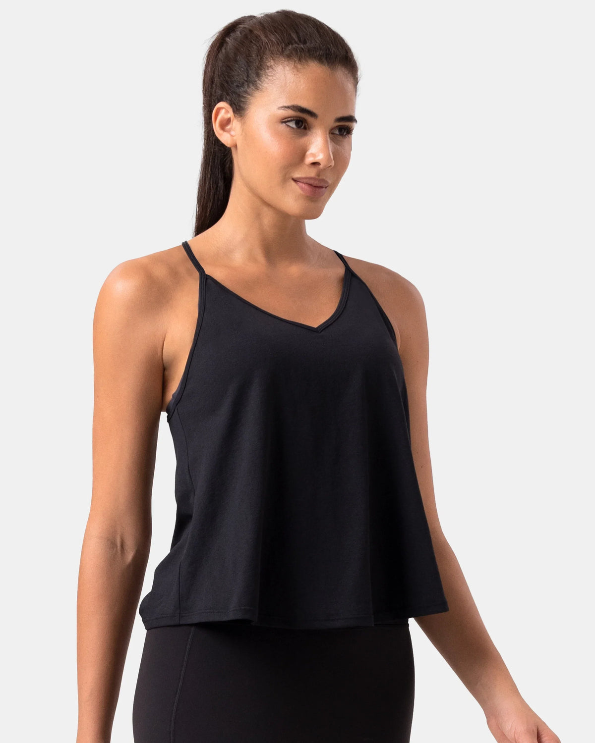 Sorona Open Back Sleeveless Workout & Yoga Tank Top — Black