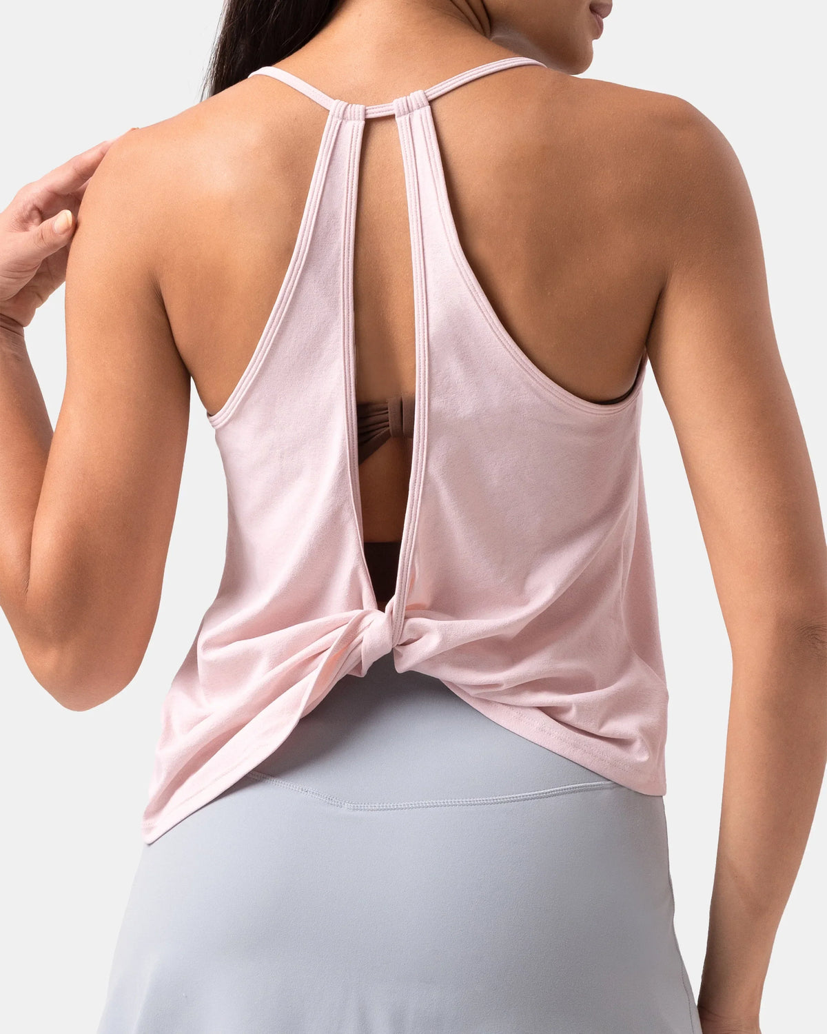 Sorona Open Back Sleeveless Workout & Yoga Tank Top — Marshmallow Pink