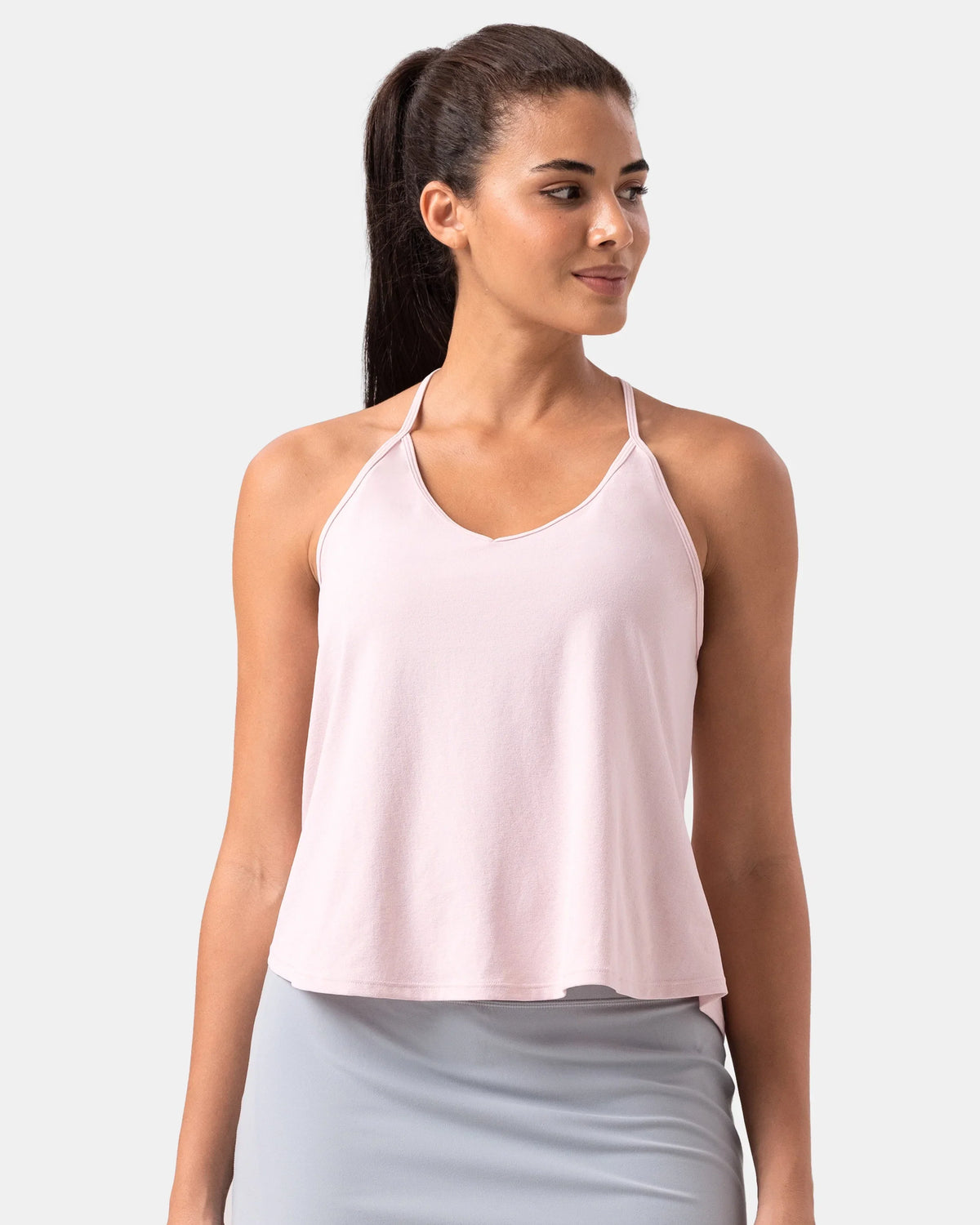 Sorona Open Back Sleeveless Workout & Yoga Tank Top — Marshmallow Pink