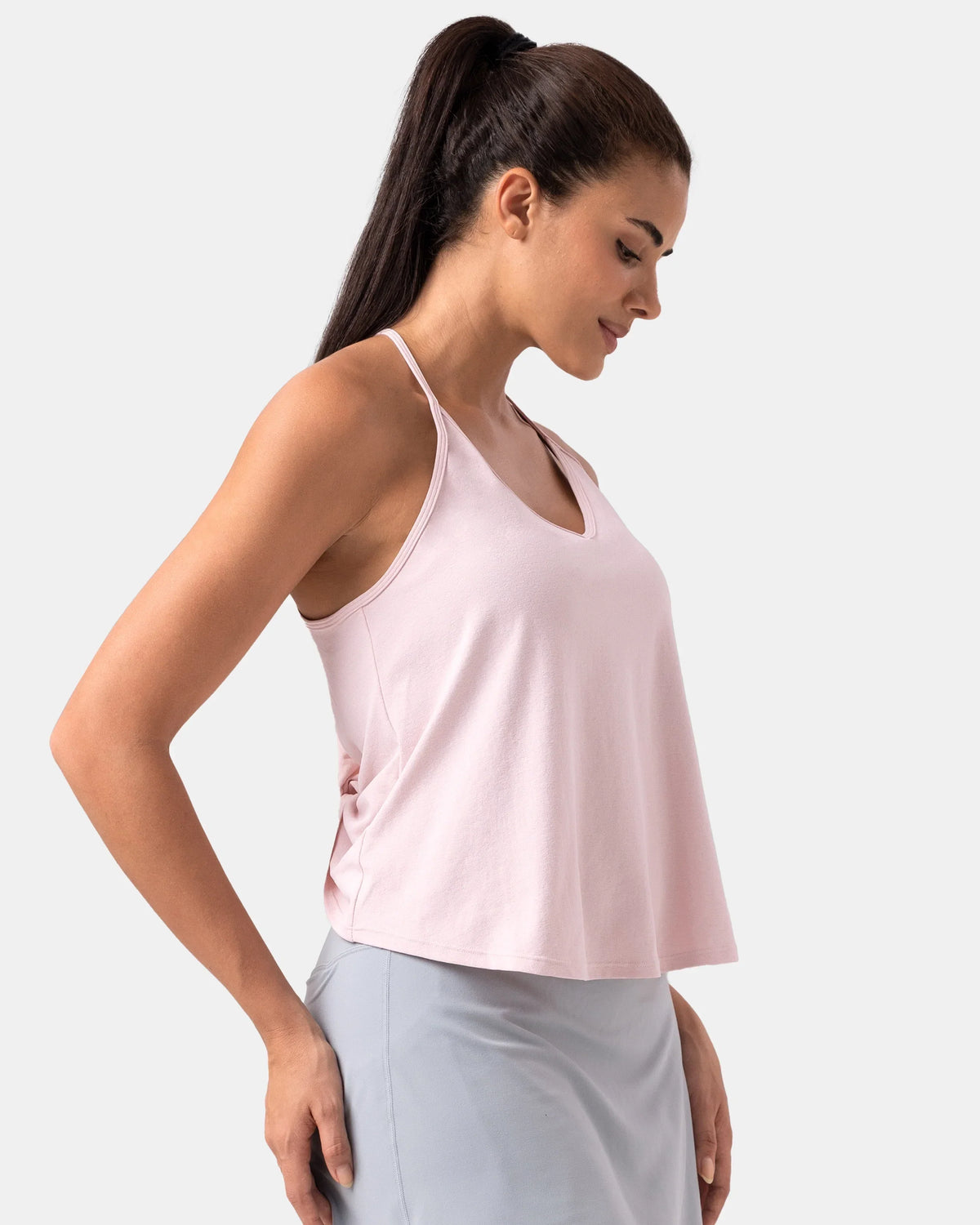 Sorona Open Back Sleeveless Workout & Yoga Tank Top — Marshmallow Pink