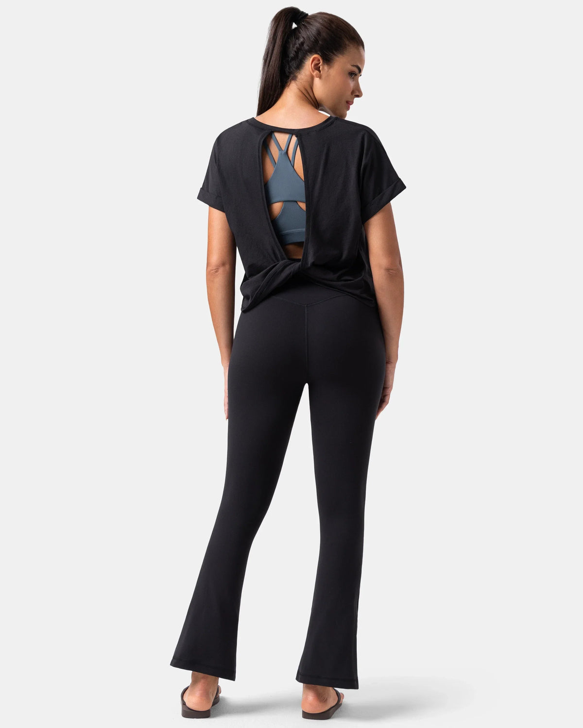 Sorona Batwing Sleeve Twist-Back Relaxed Fit Top — Black