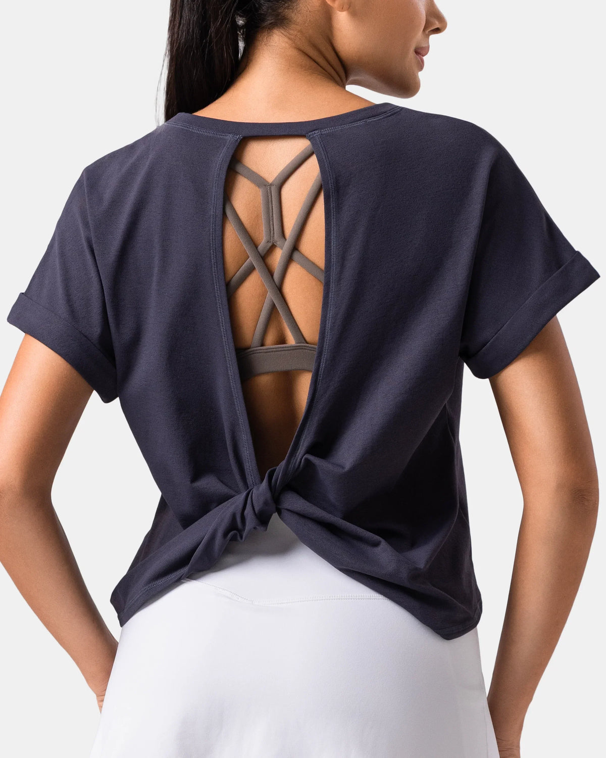 Sorona Batwing Sleeve Twist-Back Relaxed Fit Top — Blue Ink