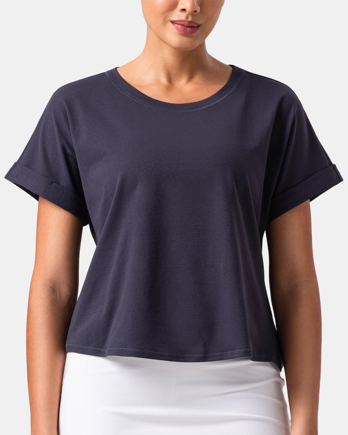 Sorona Batwing Sleeve Twist-Back Relaxed Fit Top — Blue Ink