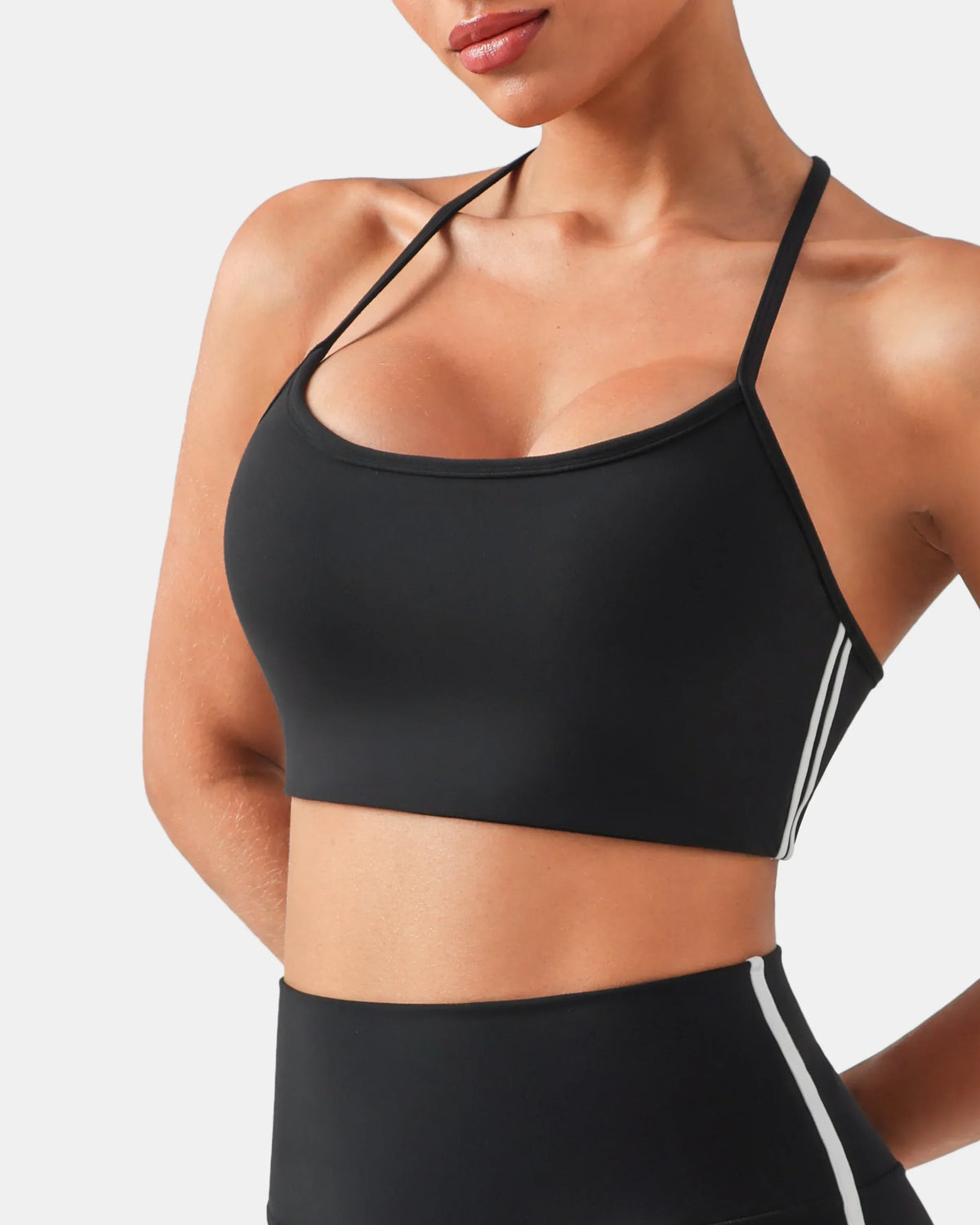 Dreamlux® Y-Back Adjustable Sports Bra w/ Side Stripes 1