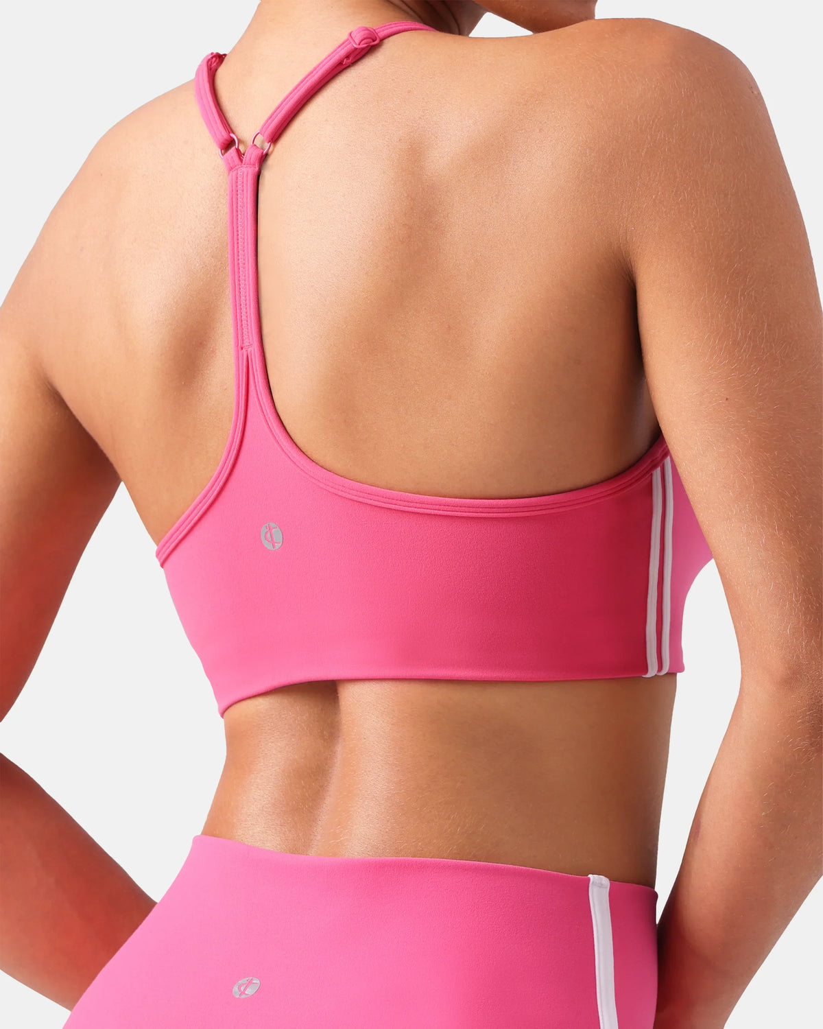 Dreamlux® Y-Back Adjustable Sports Bra w/ Side Stripes — Hot Pink