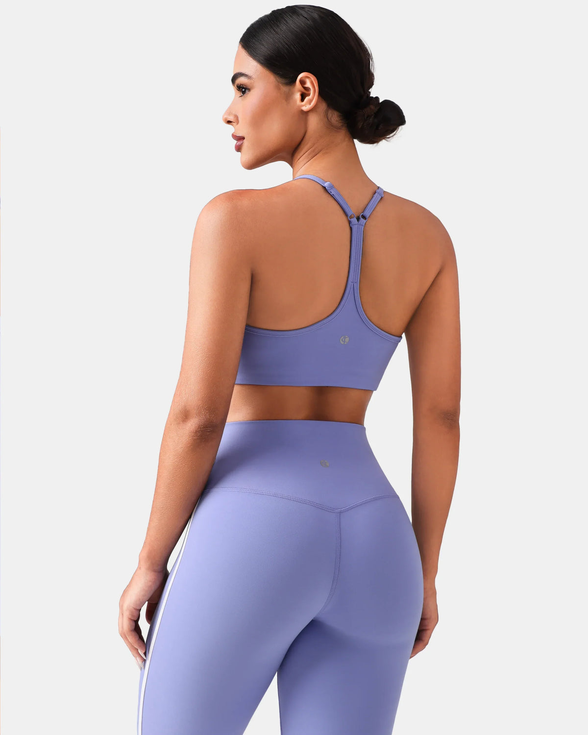 Dreamlux® Y-Back Adjustable Sports Bra w/ Side Stripes — Jacaranda Purple