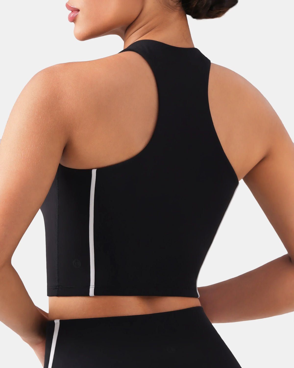Dreamlux® Cropped Racerback Tank Top w/ Contrast Stripes 2