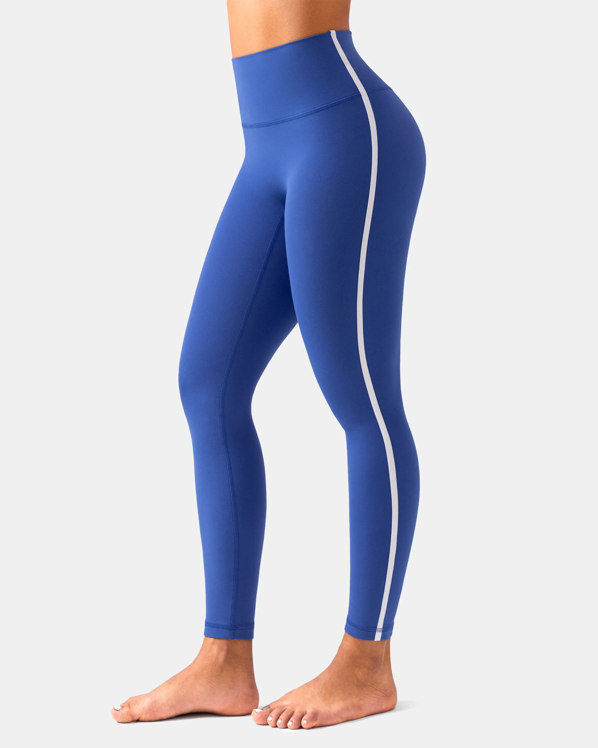 Dreamlux® High Waisted No Front Seam 25" Legging w/ Contrast Trim — Baleine Blue