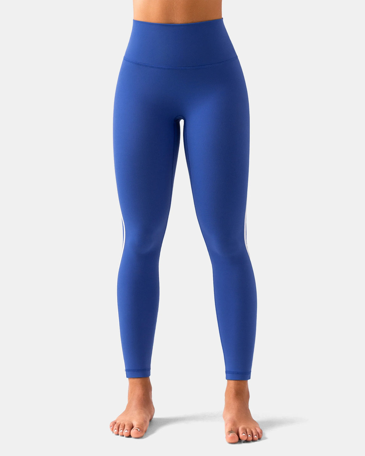 Dreamlux® High Waisted No Front Seam 25" Legging w/ Contrast Trim — Baleine Blue