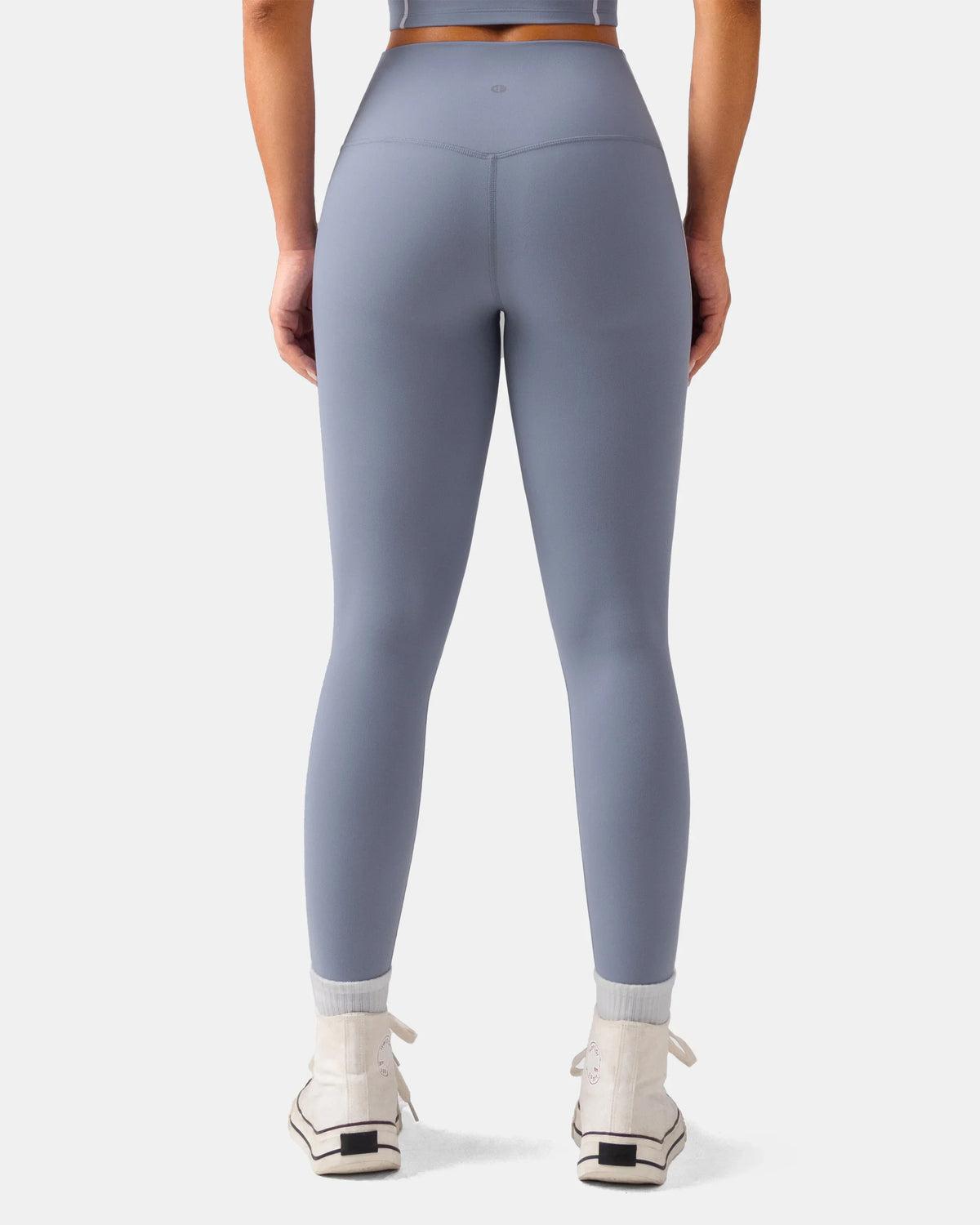 Dreamlux® High Waisted No Front Seam 25" Legging w/ Contrast Trim — Chambray
