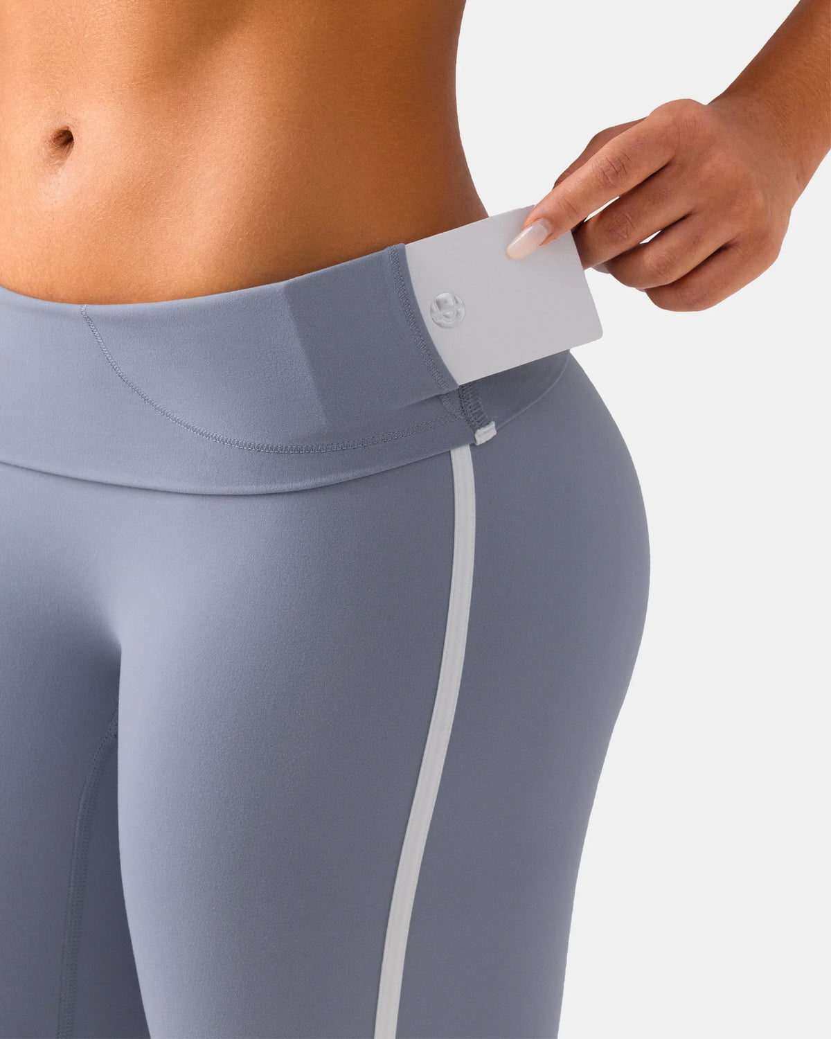 Dreamlux® High Waisted No Front Seam 25" Legging w/ Contrast Trim — Chambray