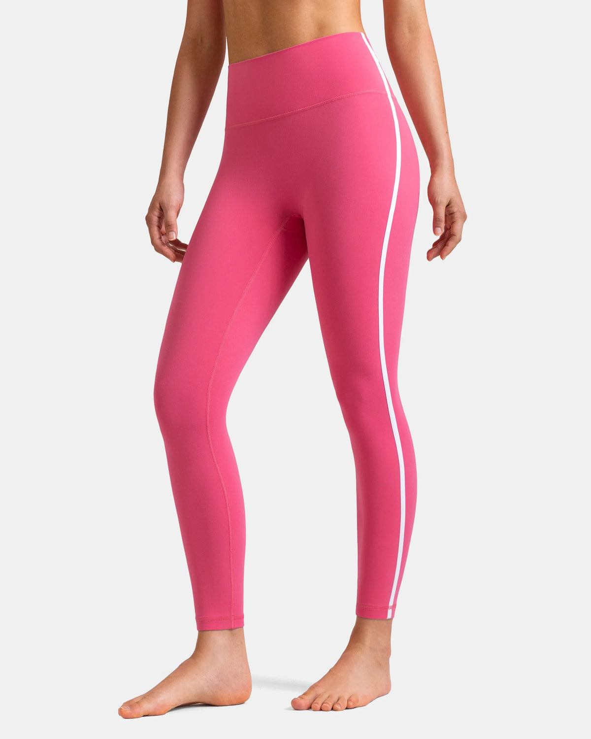 Dreamlux® High Waisted No Front Seam 25" Legging w/ Contrast Trim — Hot Pink