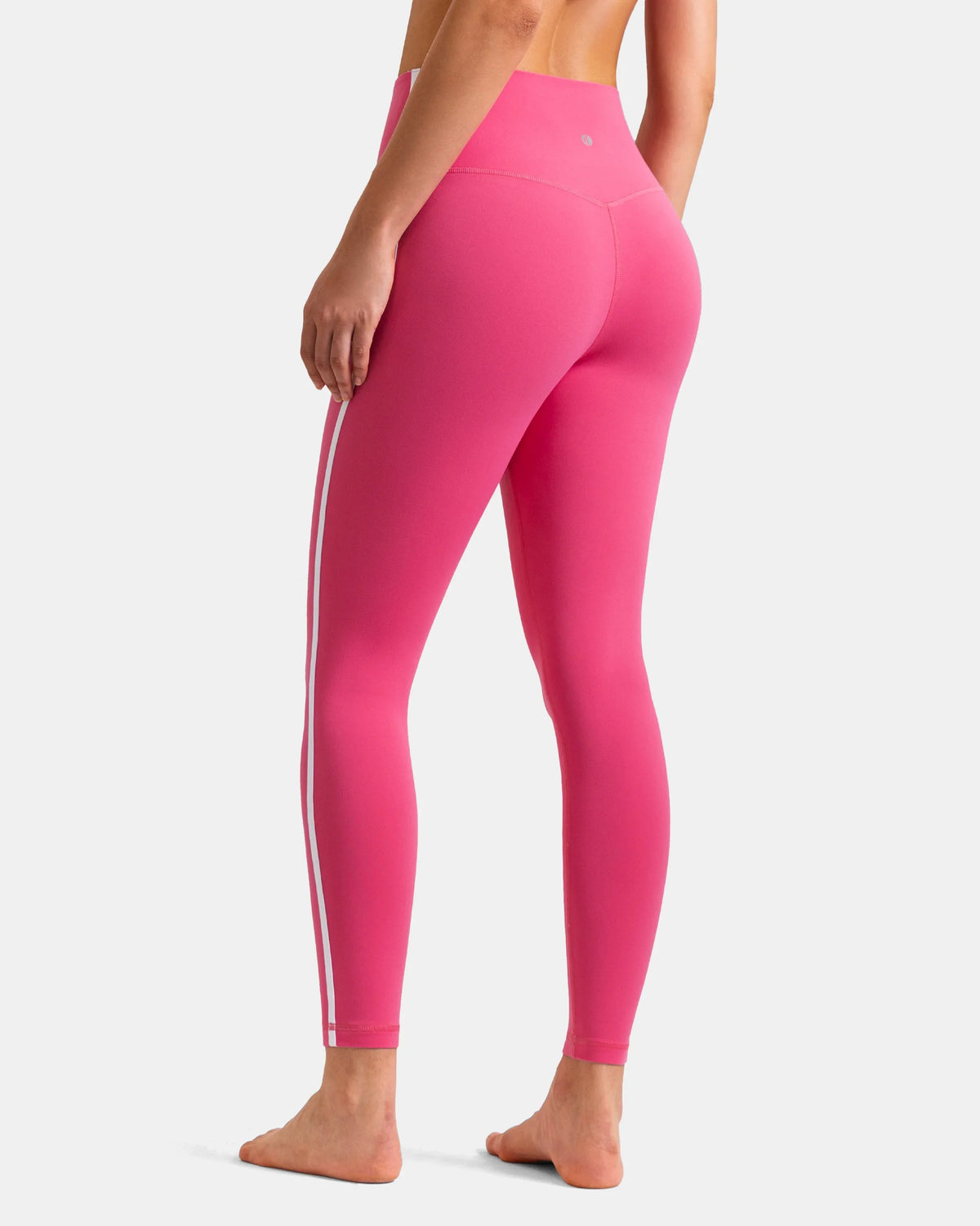 Dreamlux® High Waisted No Front Seam 25" Legging w/ Contrast Trim — Hot Pink