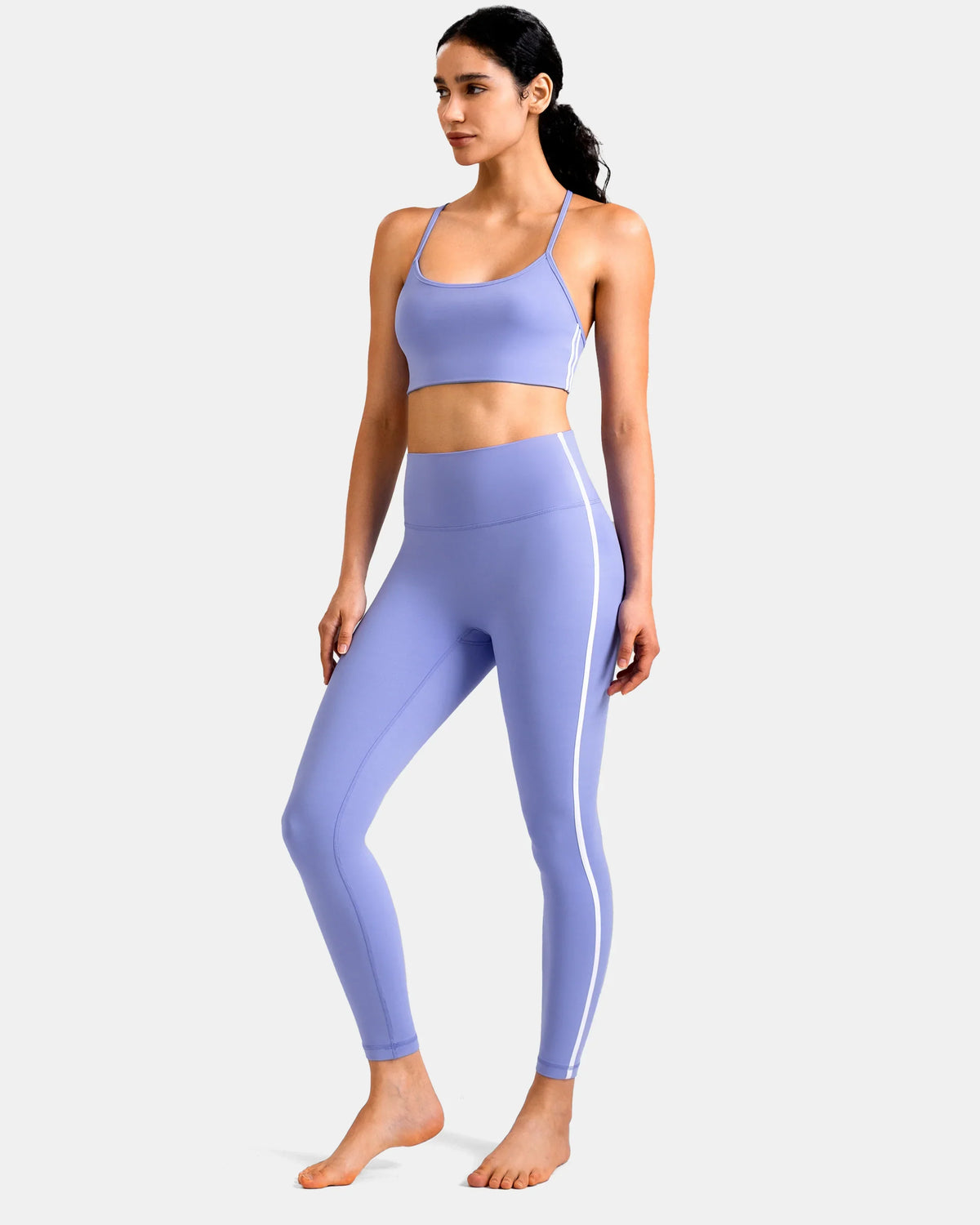 Dreamlux® High Waisted No Front Seam 25" Legging w/ Contrast Trim — Jacaranda Purple