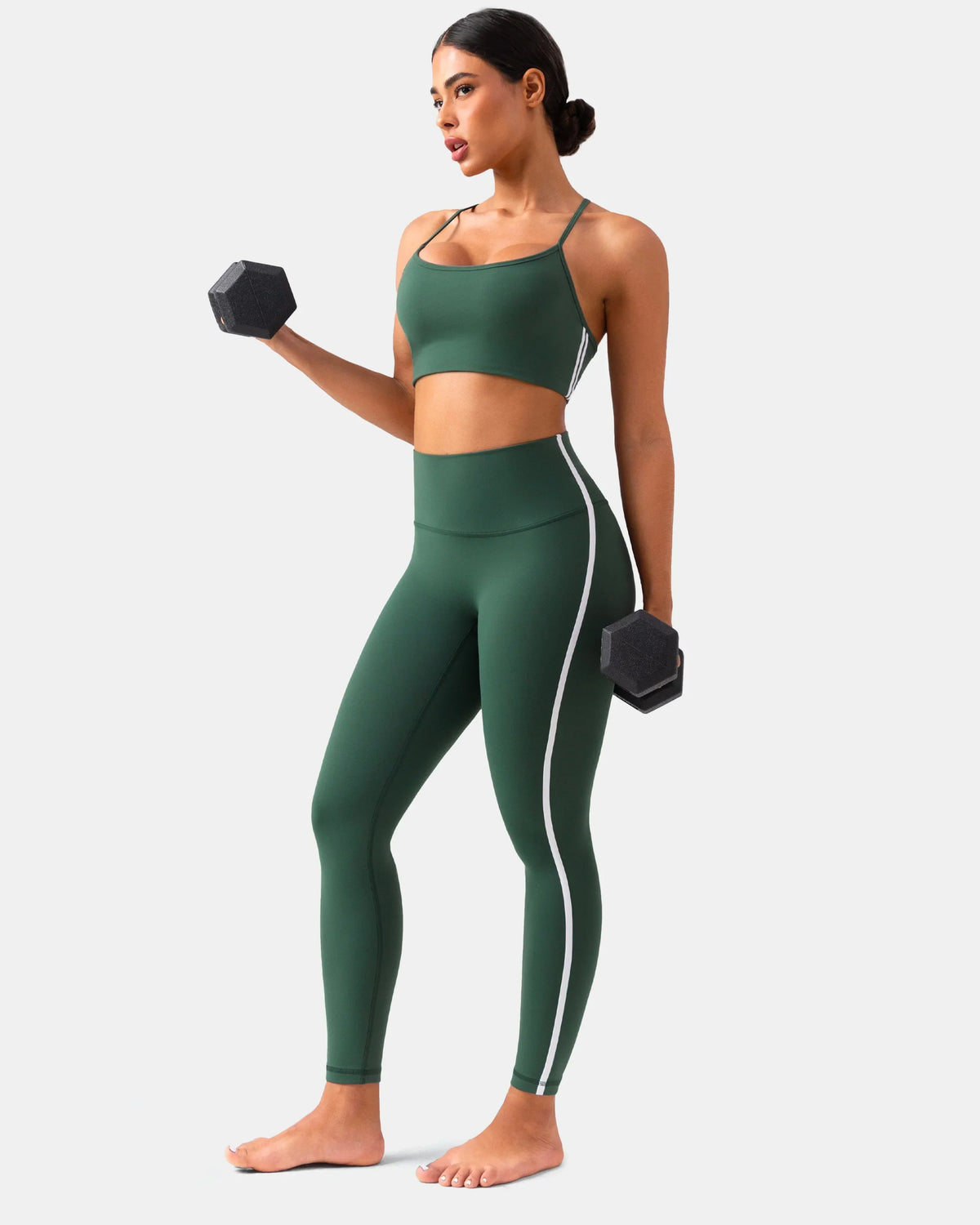 Dreamlux® High Waisted No Front Seam 25" Legging w/ Contrast Trim — Pine Grove