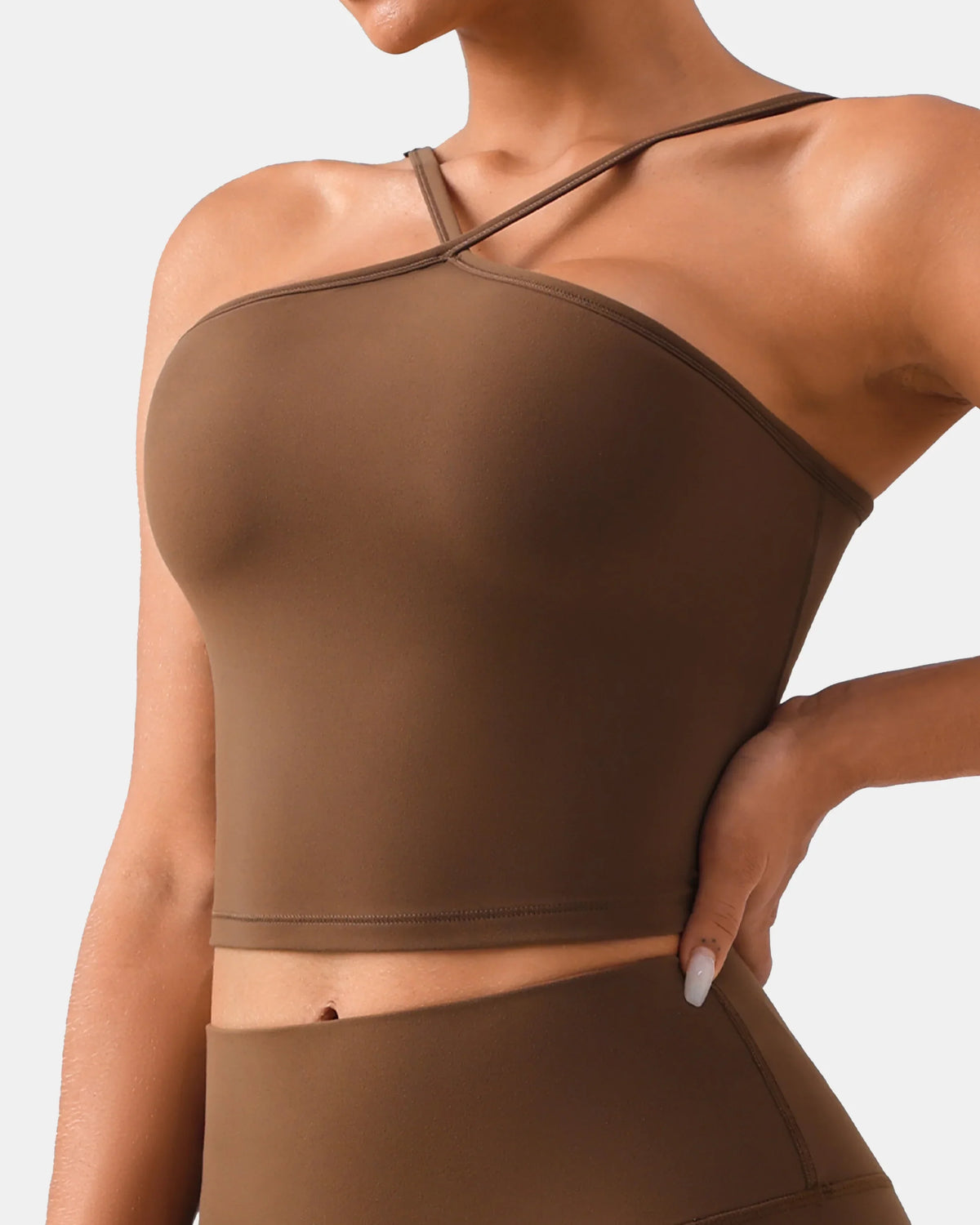 Dreamlux® Cross-Front Halter Top w/ Convertible Straps — Cocoa