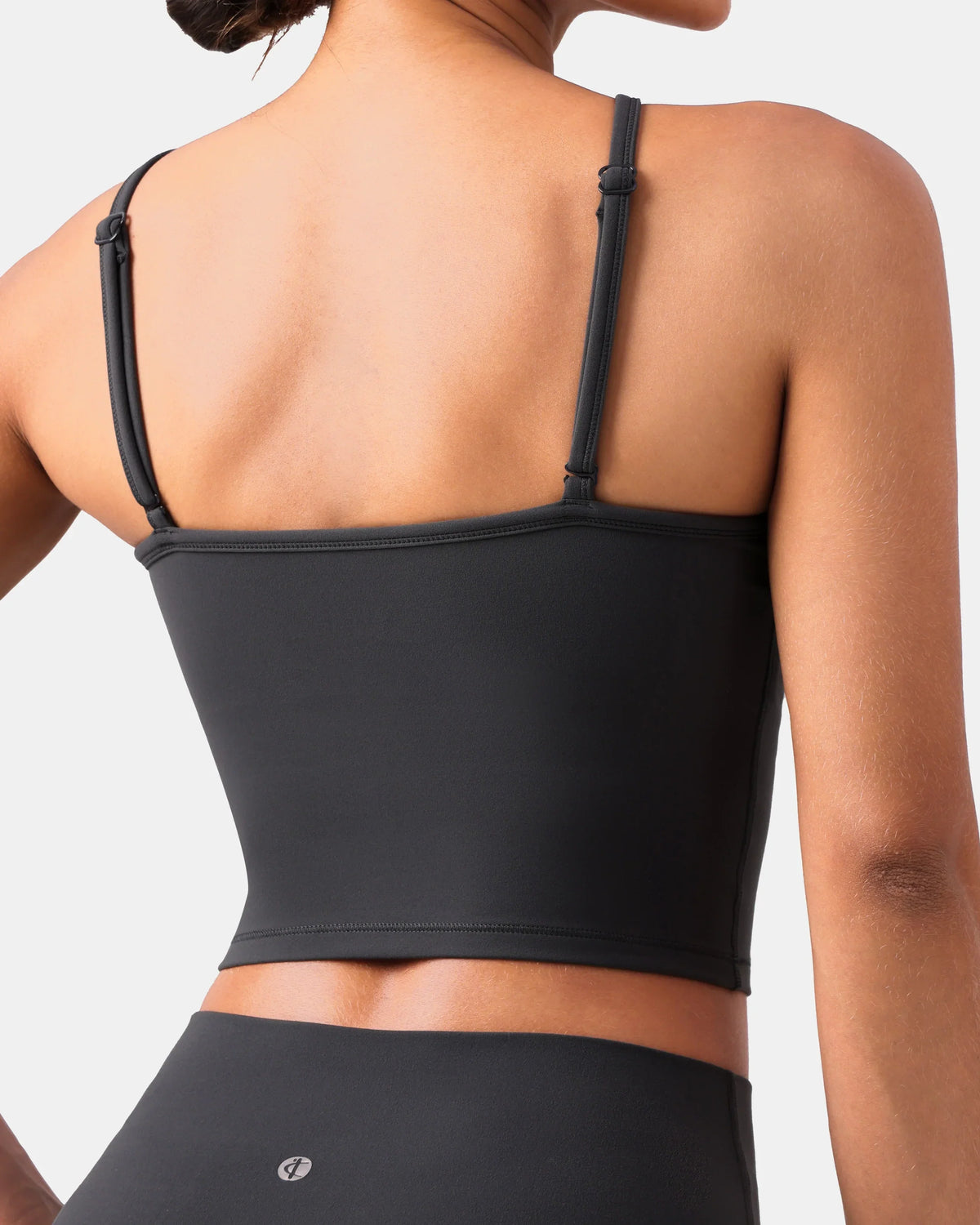Dreamlux® Cross-Front Halter Top w/ Convertible Straps — Dark Carbon
