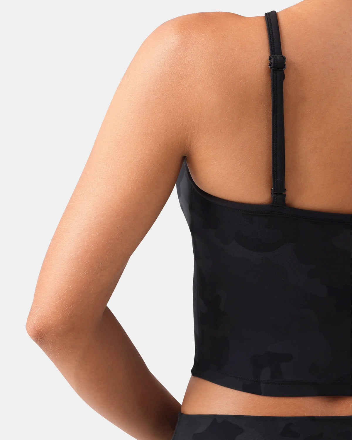 Dreamlux® Cross-Front Halter Top w/ Convertible Straps — Grey Camouflage