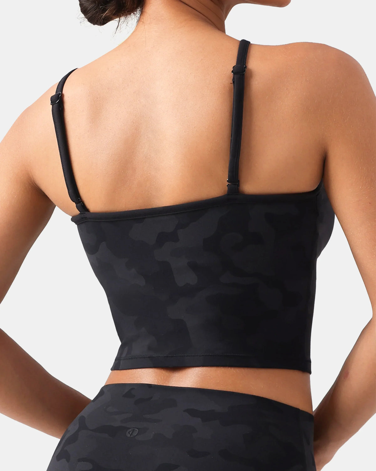 Dreamlux® Cross-Front Halter Top w/ Convertible Straps — Grey Camouflage