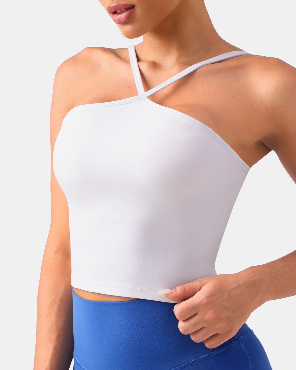 Dreamlux® Cross-Front Halter Top w/ Convertible Straps — White