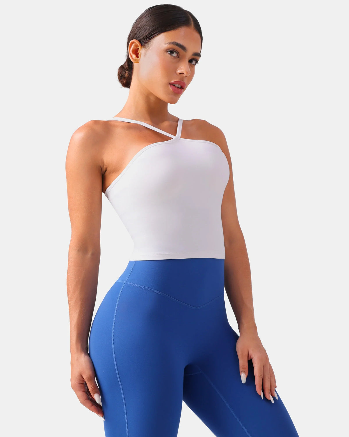 Dreamlux® Cross-Front Halter Top w/ Convertible Straps — White