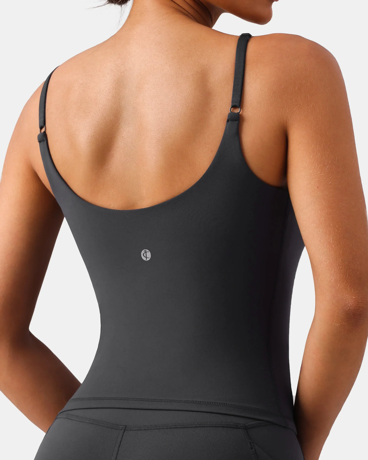 Dreamlux® V-Neck U-Back Cami w/ Adjustable Straps — Dark Carbon