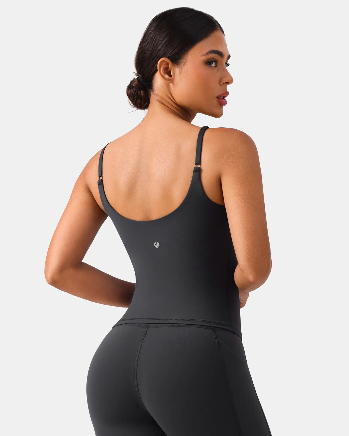 Dreamlux® V-Neck U-Back Cami w/ Adjustable Straps — Dark Carbon