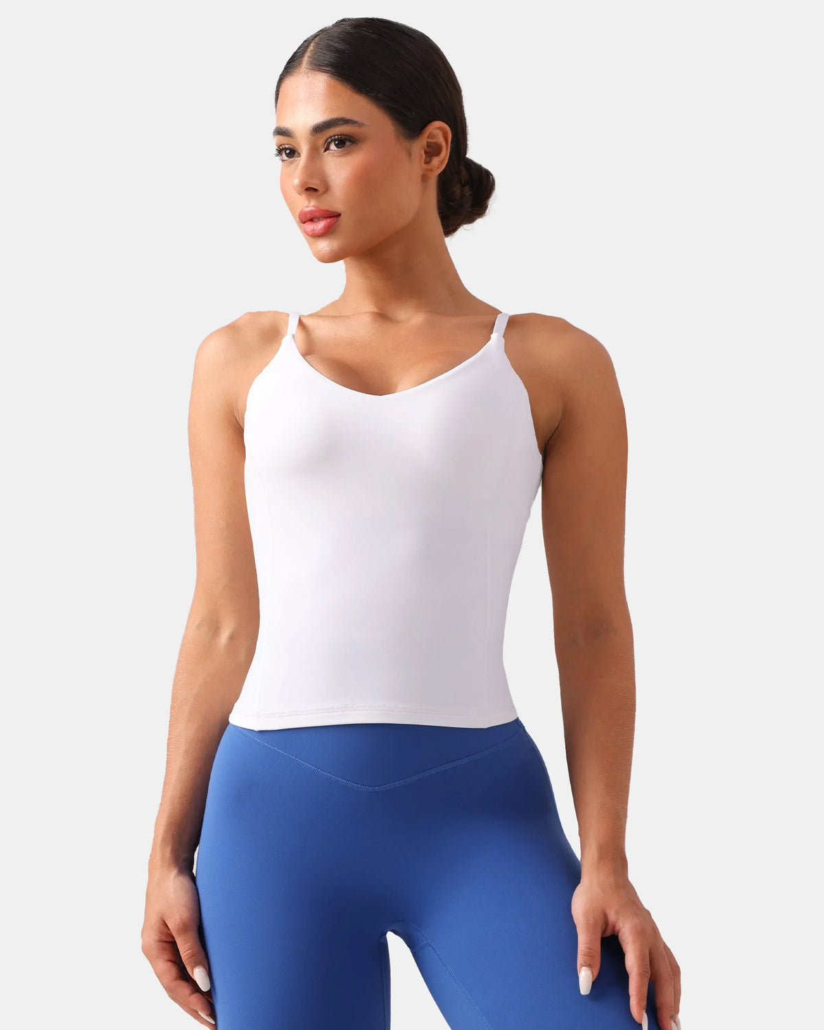 Dreamlux® V-Neck U-Back Cami w/ Adjustable Straps — White