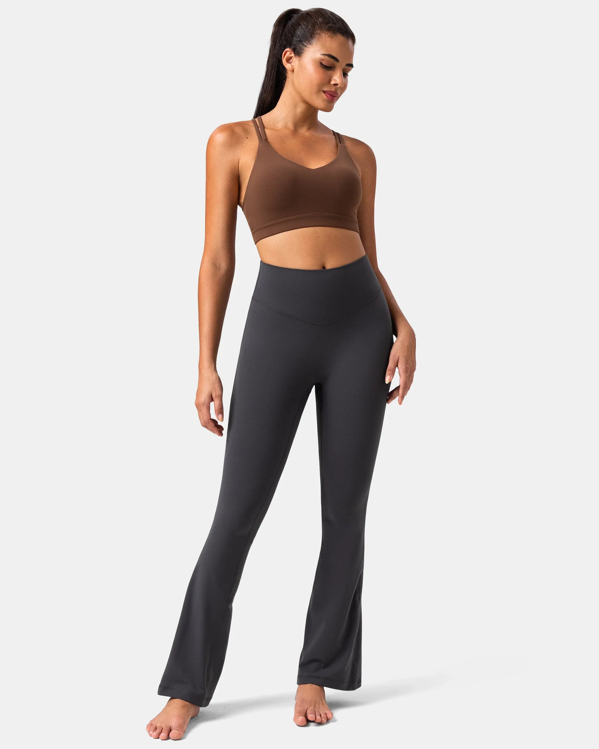 Dreamlux® No Front Seam Flare Legging 29.5" - Standard — Dark Carbon
