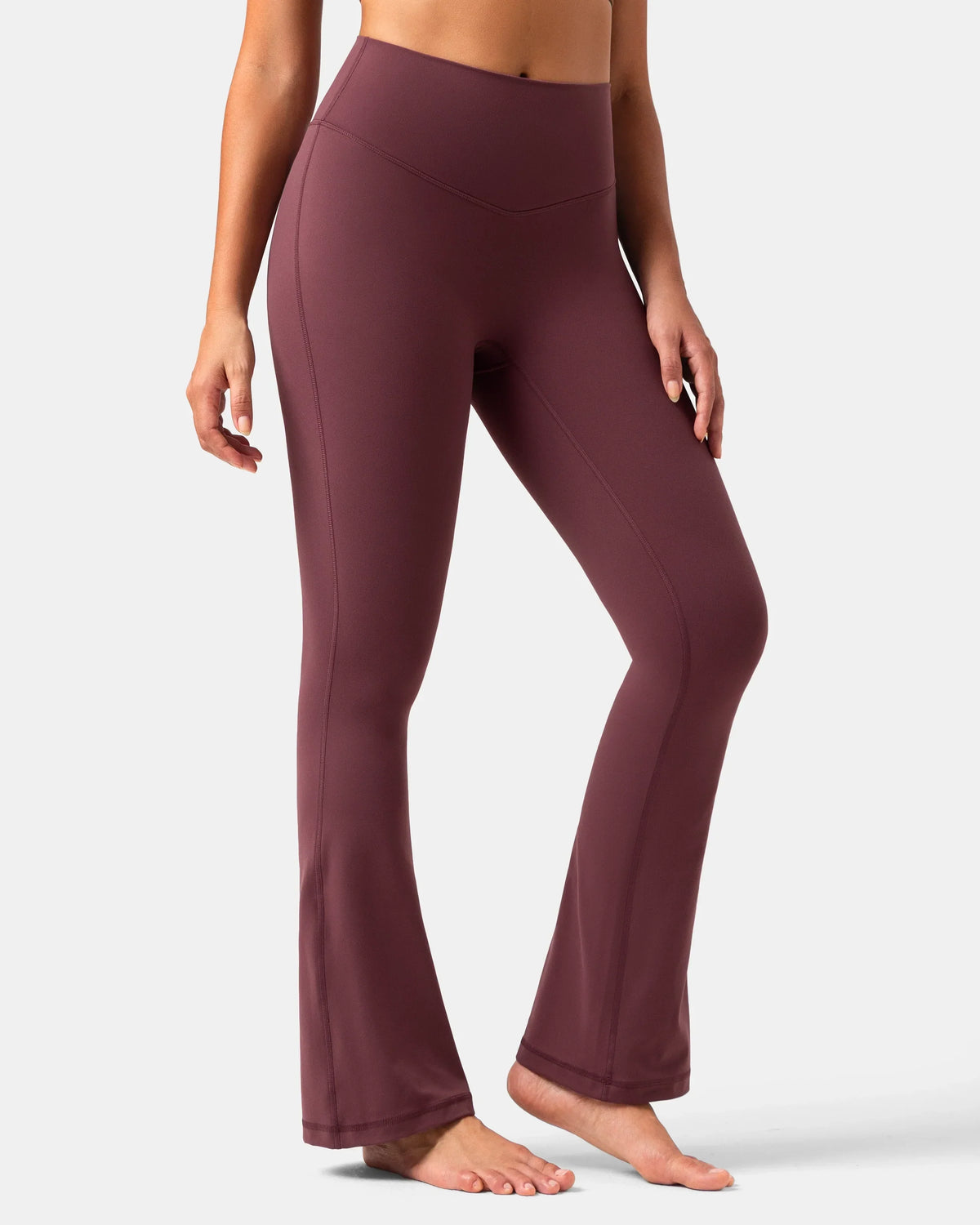 Dreamlux® No Front Seam Flare Legging 29.5" - Standard — Plum Red