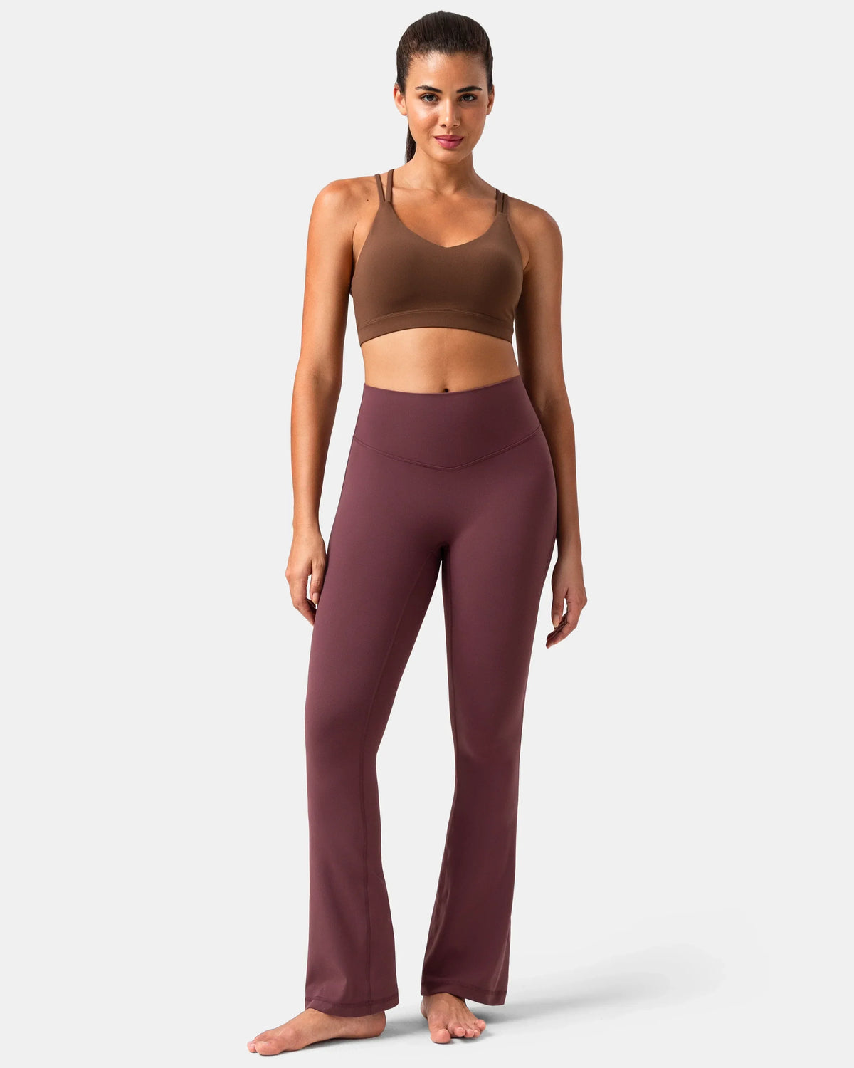 Dreamlux® No Front Seam Flare Legging 29.5" - Standard — Plum Red