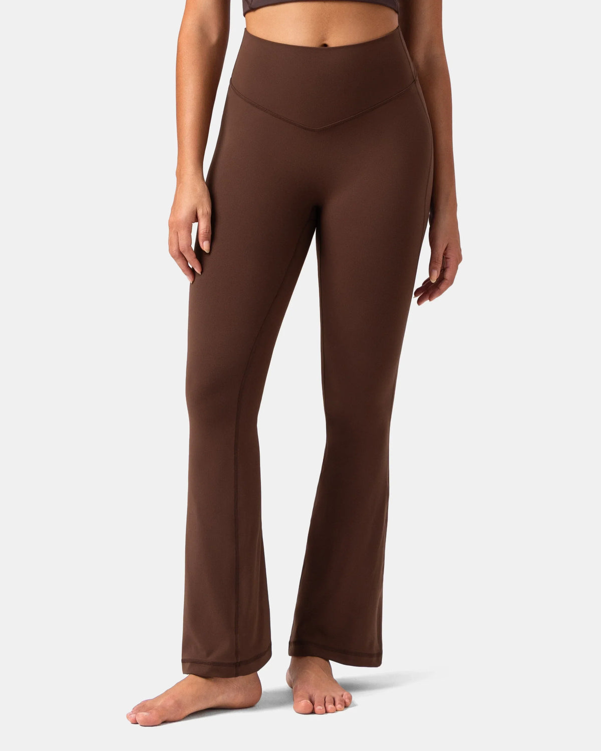 Dreamlux® No Front Seam Flare Legging 29.5" - Standard — Roasted Chestnut